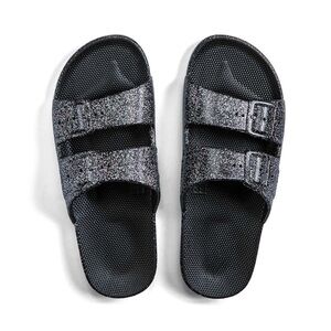 Freedom Moses Sparkling Black Slide Sandals Sz 9